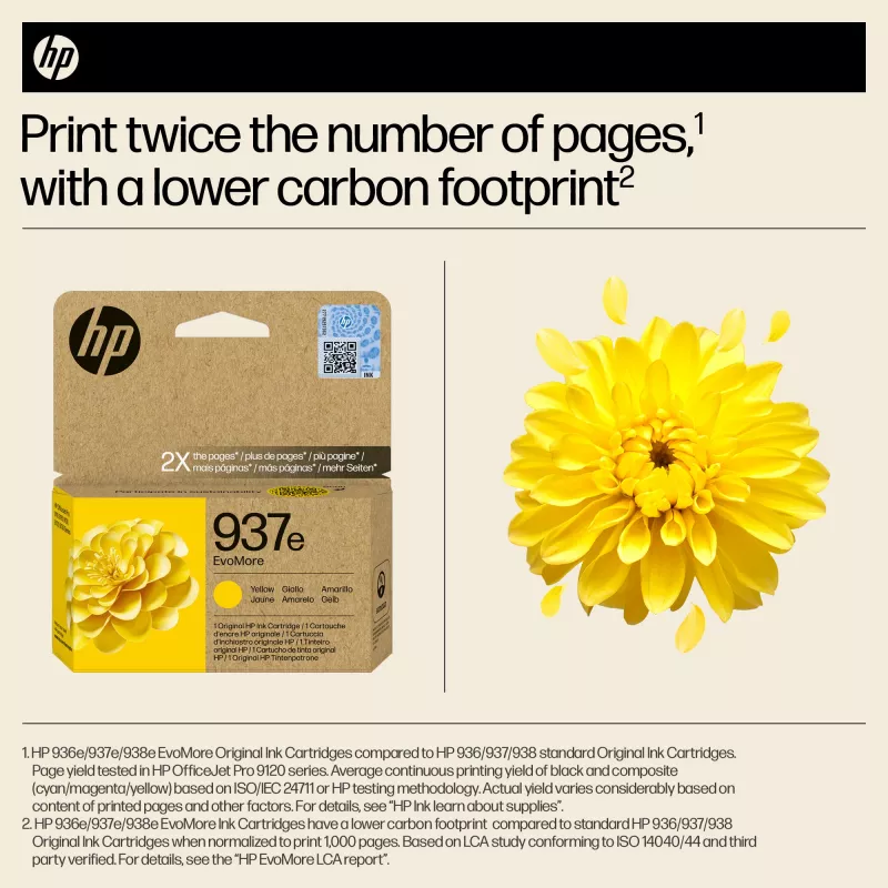 HP 937e EvoMore dzeltena Oriģināls tintes kasetne