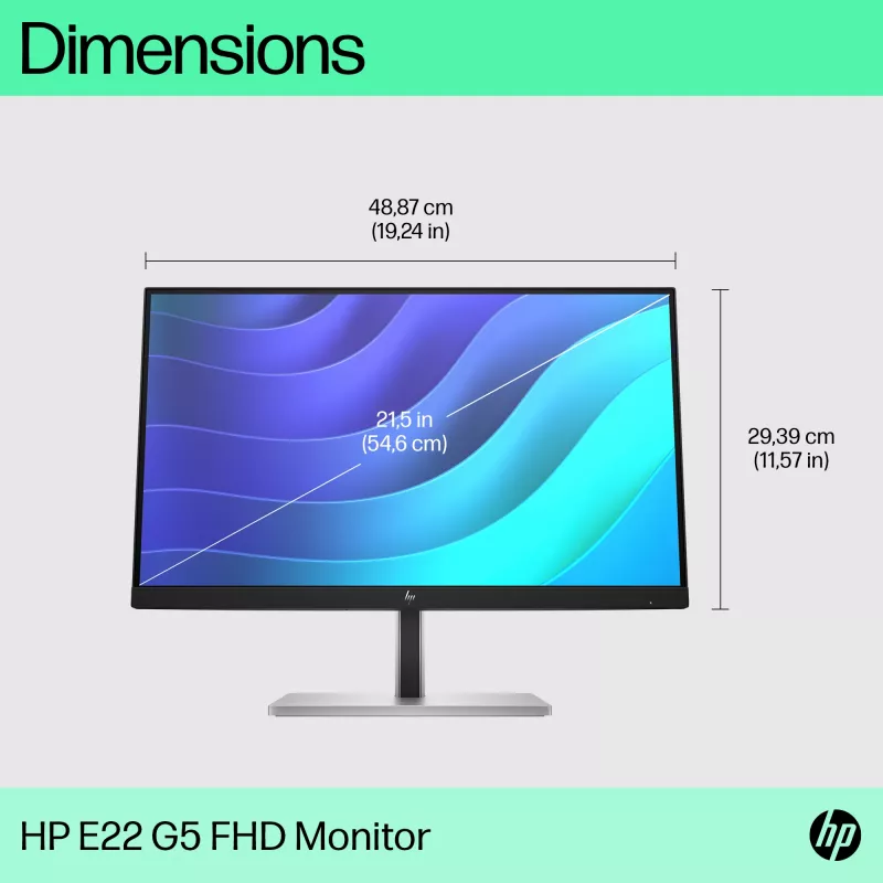 HP E-Series E22 G5 FHD monitors, 54,6 cm (21,5 collas), Full HD, LCD, 5 ms
