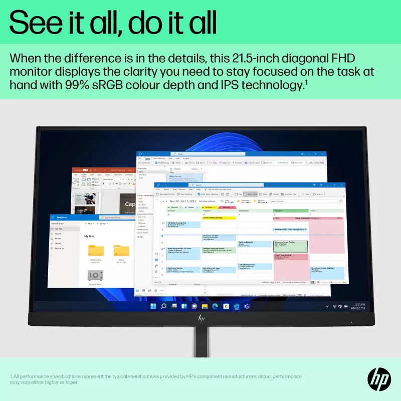 HP E-Series E22 G5 FHD monitors, 54,6 cm (21,5 collas), Full HD, LCD, 5 ms
