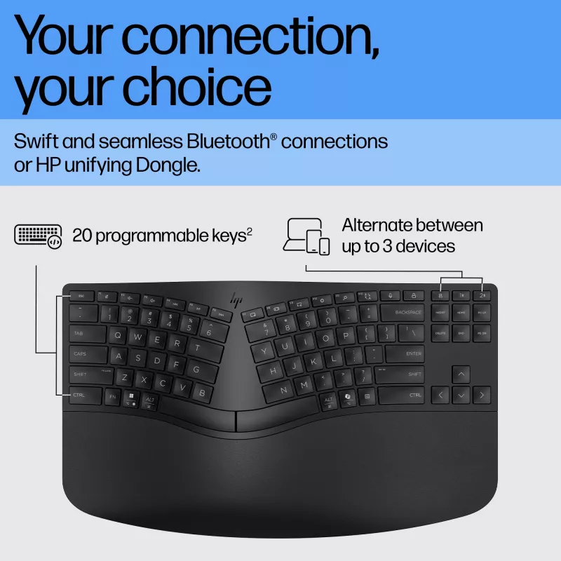 HP 965 Ergonomiskā bezvadu tastatūra