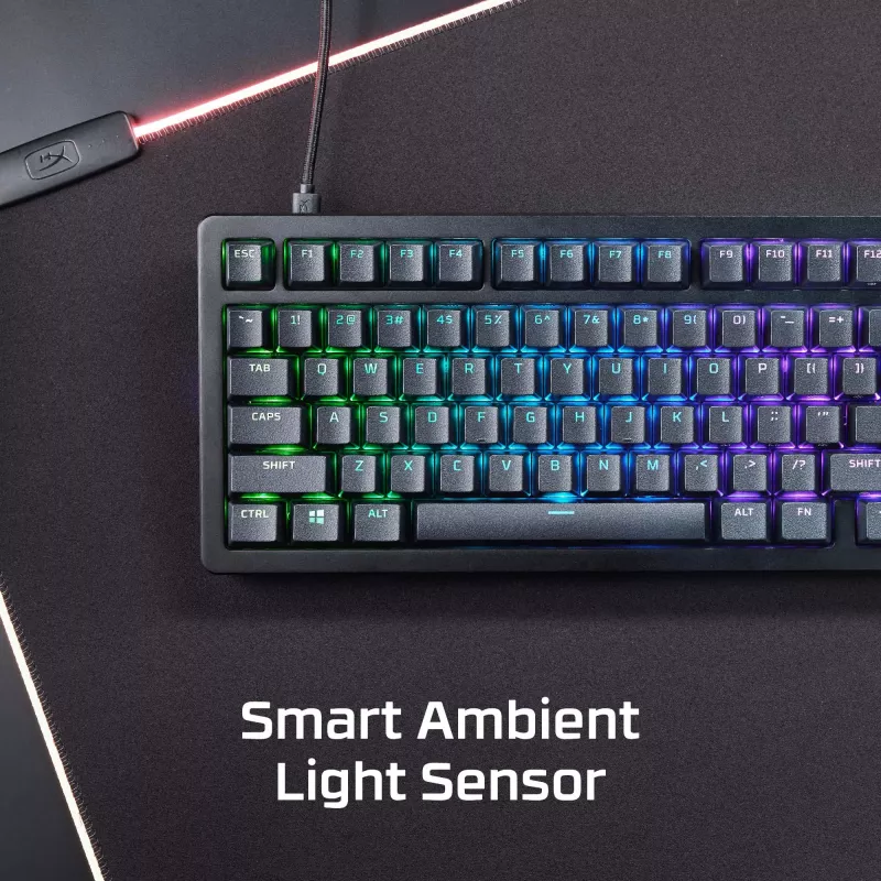 Mehāniskā spēļu tastatūra Kingston (HyperX) Alloy Rise 75 — kompakts 75% izkārtojums, vadu savienojums, modelis 7G7A4AA#ABD