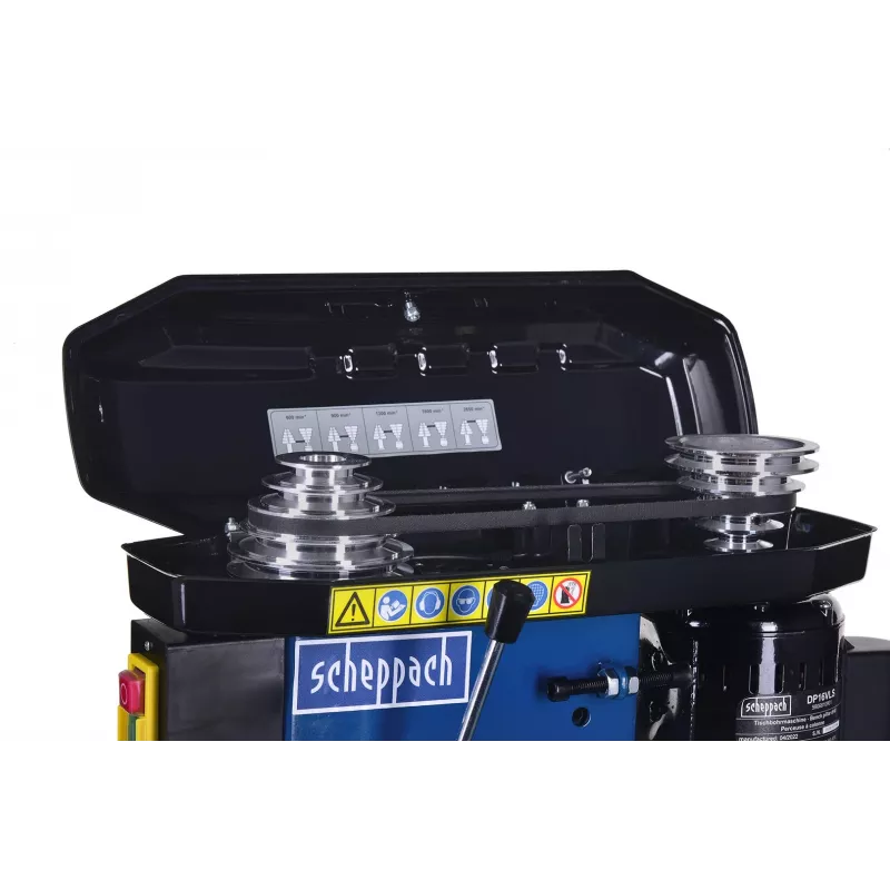 Galda urbjmašīna Scheppach DP16VLS 500W, tērauda korpuss, 230–240V, 2500 apgr./min., 13 mm patrona, 600×220×435 mm