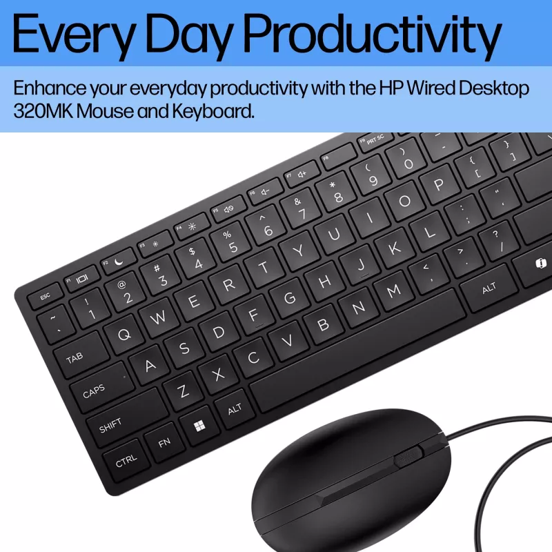 HP Wired Desktop 320MK pele un tastatūra