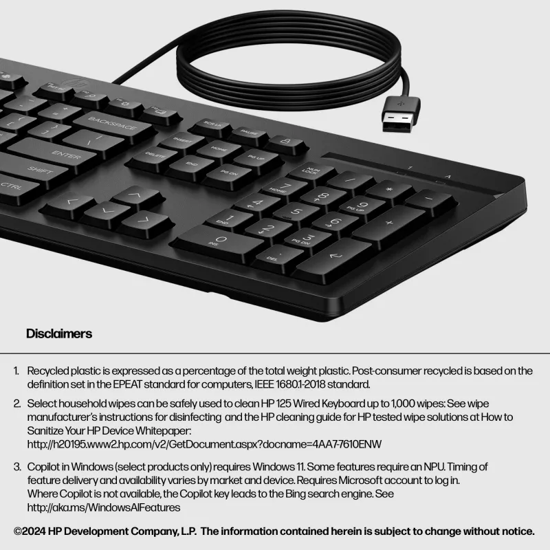 HP 125 vadu tastatūra
