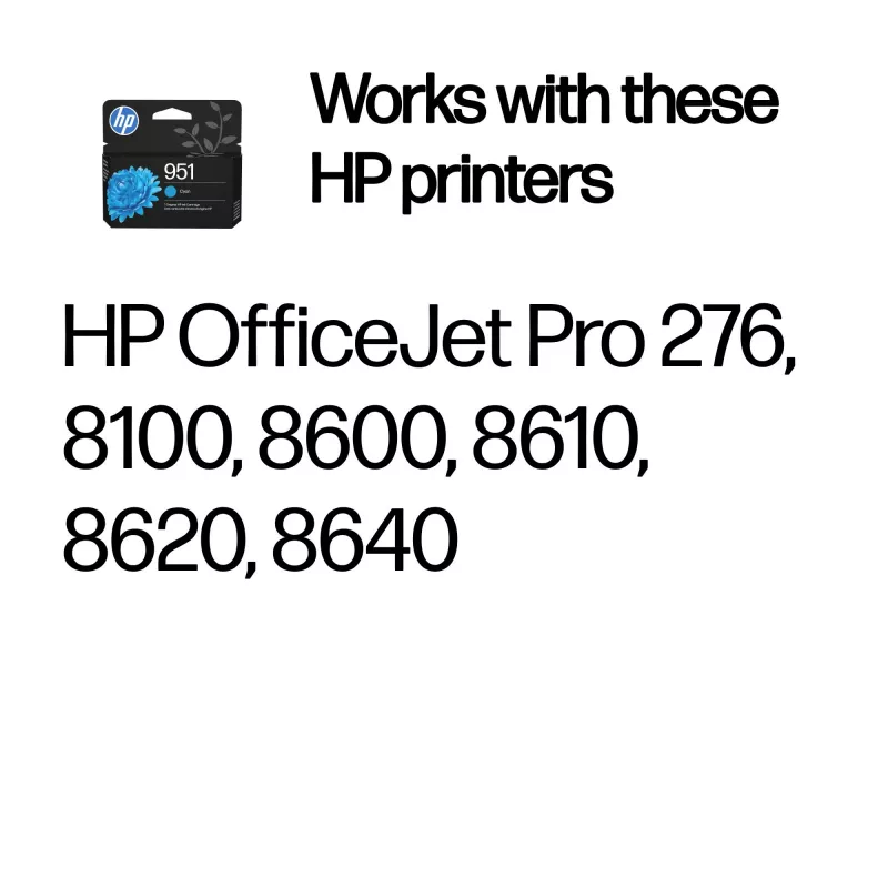 HP 951 ciāna oriģinālā tintes kasetne, ciāna, 1 gab., 535 lapas