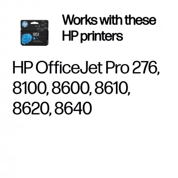 HP 951 ciāna oriģinālā tintes kasetne, ciāna, 1 gab., 535 lapas