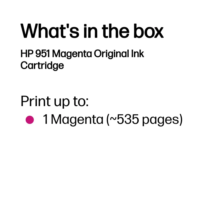 HP 951 fuksīna oriģinālā tintes kasetne, fuksīna, 1 gab., 535 lappuses