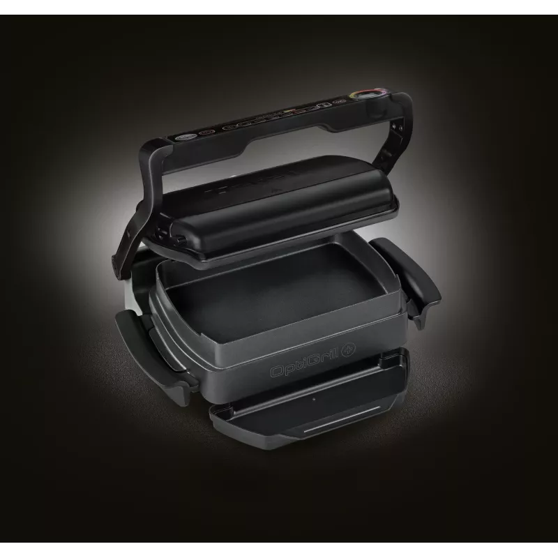 Kontaktgrils Tefal GC7148 — 2000 W, nerūsējošā tērauda korpuss, taisnstūra forma, regulējams termostats, režģa augšējā virsma, 365×365×175 mm