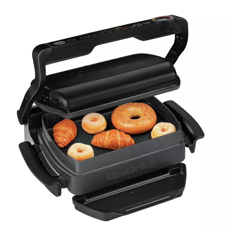 Kontaktgrils Tefal GC7148 — 2000 W, nerūsējošā tērauda korpuss, taisnstūra forma, regulējams termostats, režģa augšējā virsma, 365×365×175 mm