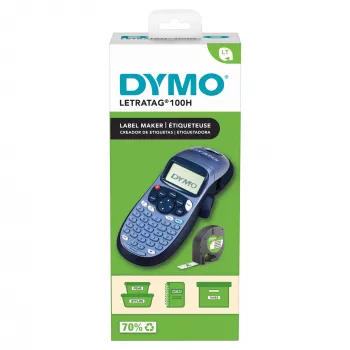 DYMO LetraTag LT-100H rokas etiķešu veidotājs | ABC tastatūras etiķešu printeris ar viegli lietojamu 13 rakstzīmju LCD displeju | mājai vai birojam | zils