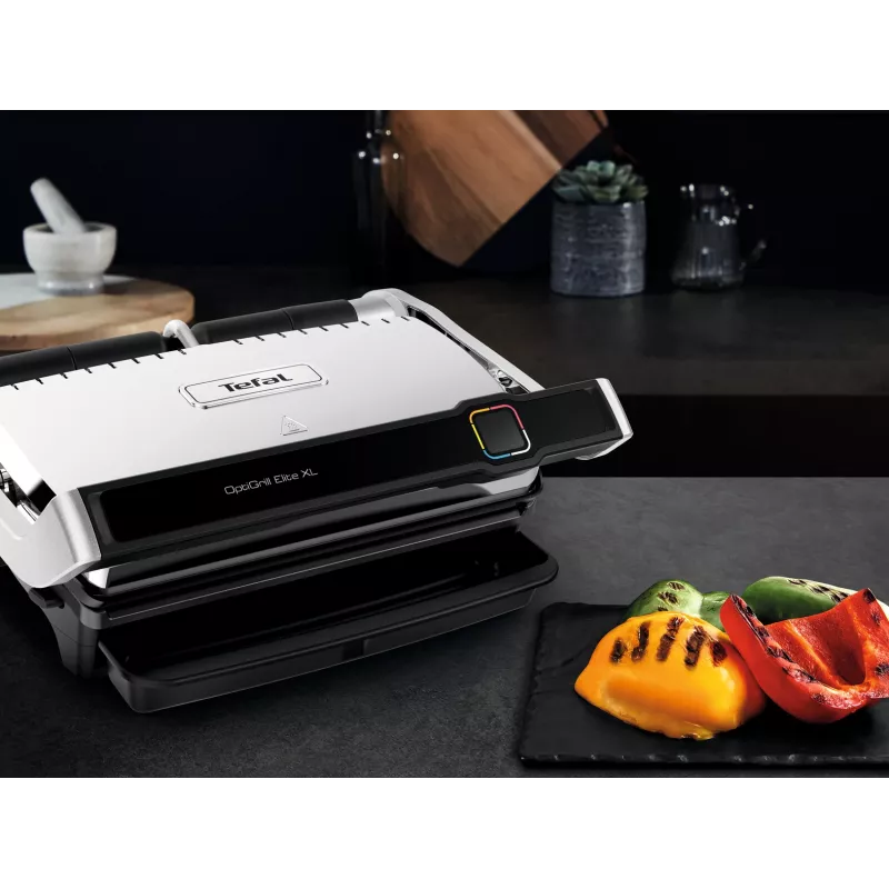 Kontaktgrils Tefal OptiGrill Elite XL GC760D — nerūsējošais tērauds, 800 cm² virsma, 2200 W