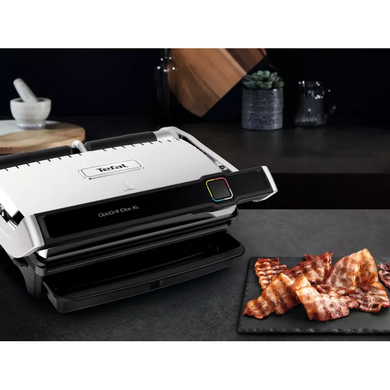 Kontaktgrils Tefal OptiGrill Elite XL GC760D — nerūsējošais tērauds, 800 cm² virsma, 2200 W