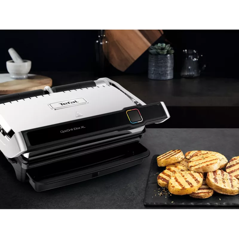 Kontaktgrils Tefal OptiGrill Elite XL GC760D — nerūsējošais tērauds, 800 cm² virsma, 2200 W