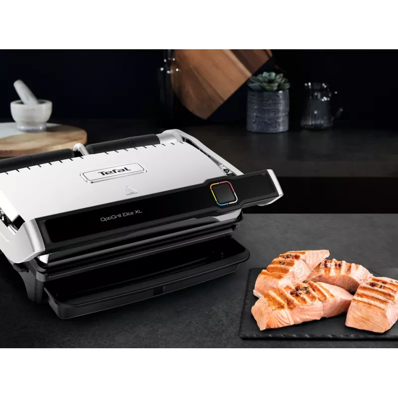 Kontaktgrils Tefal OptiGrill Elite XL GC760D — nerūsējošais tērauds, 800 cm² virsma, 2200 W
