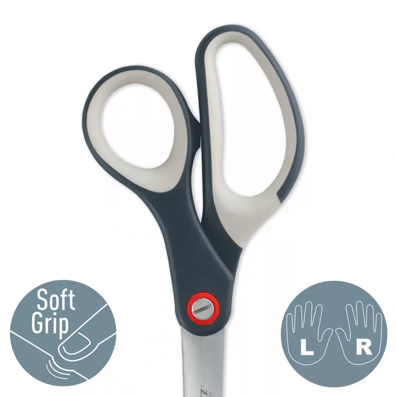 Leitz Cosy Titanium biroja šķēres 205 mm, Pieaugušajiem, Taisns griezums, Viengabala, Pelēkas, Nerūsējošais tērauds, Biroja šķēres