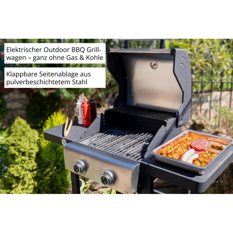 Unold 58595 Barbecue Grill-Wagen BUDDY Grila ratiņi Elektrisks Melns, Nerūsējošais tērauds 2600 W