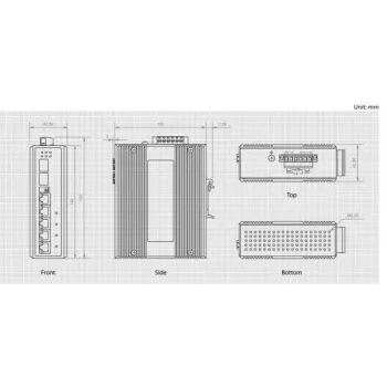 LevelOne 6 portu gigabitais industriālais slēdzis, 1 x SFP, 1 x SFP/RJ45 Combo, -40°C līdz 75°C, DIN-sliede
