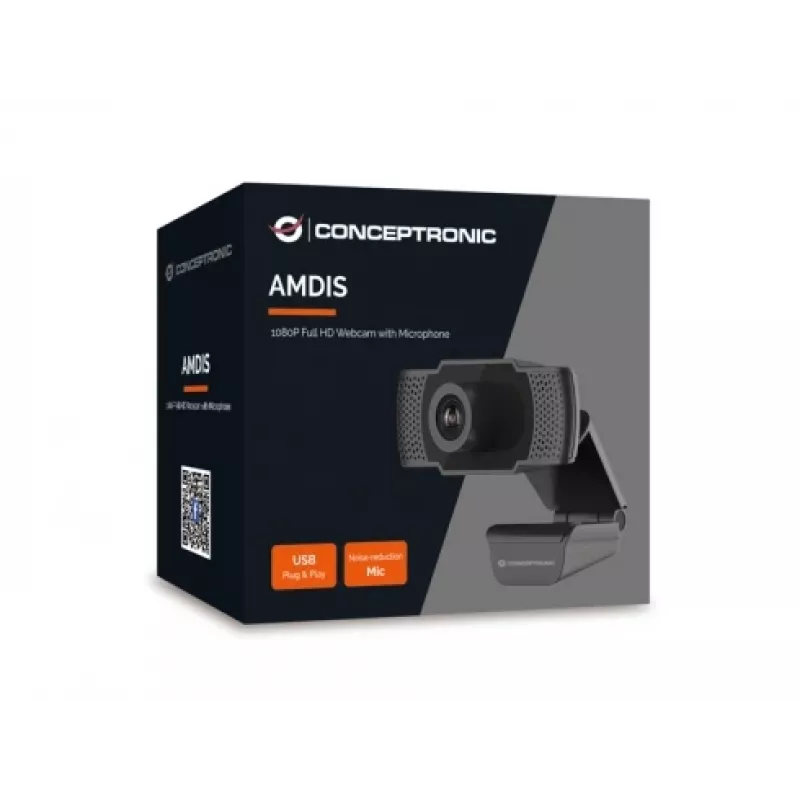 Conceptronic AMDIS 1080P Full HD tīmekļa kamera ar mikrofonu, 2 MP, 1920 x 1080 pikseļi, Full HD, 30 kadri/s, 1280x720@30 kadri/s, 1920x1080@30 kadri/s, M-JPEG, YUV