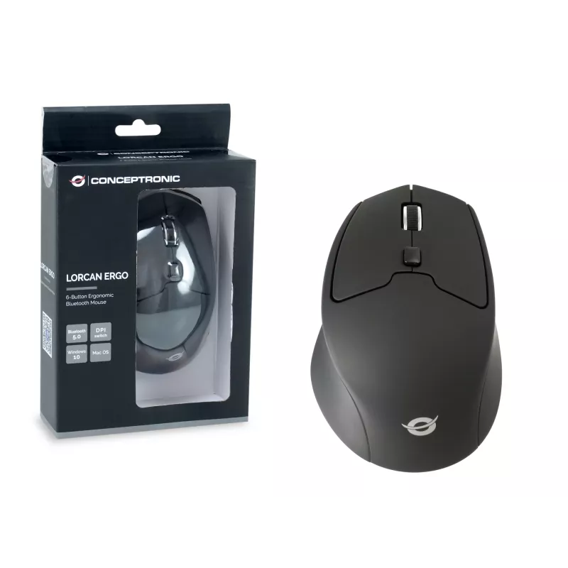 Conceptronic LORCAN02B Ergo pele Birojs Labās rokas Bluetooth Optiska 1600 DPI