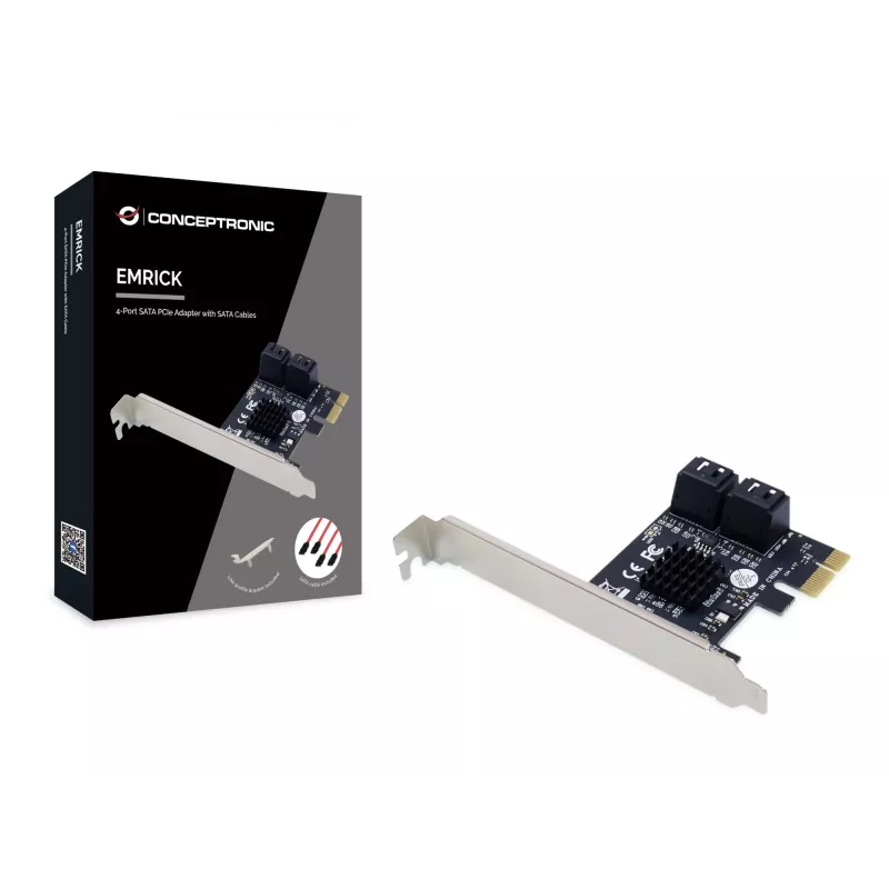 Conceptronic EMRICK 4-portu SATA PCIe adapteris ar SATA kabeļiem