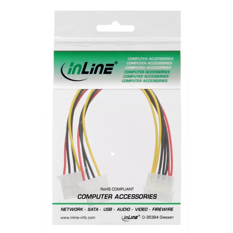 InLine iekšējais strāvas Y-kabelis 1x 5.25 collu Molex / 2x 5.25 collu Molex 0.20 m