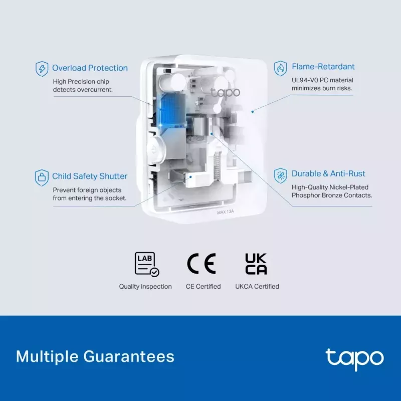Viedā kontaktligzda TP‑Link Tapo Mini P110M — Wi‑Fi/Bluetooth iekštelpu viedā kontaktligzda, 16 A, 100–240 V, 3680 W, balta