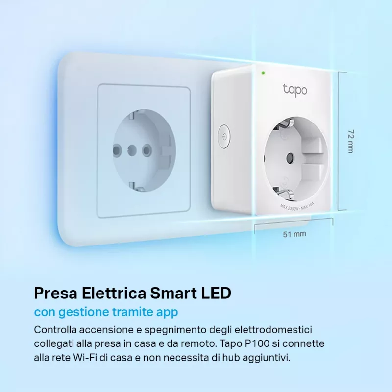 TP-LINK Tapo P100 viedā kontaktligzda, balta, 2300 W