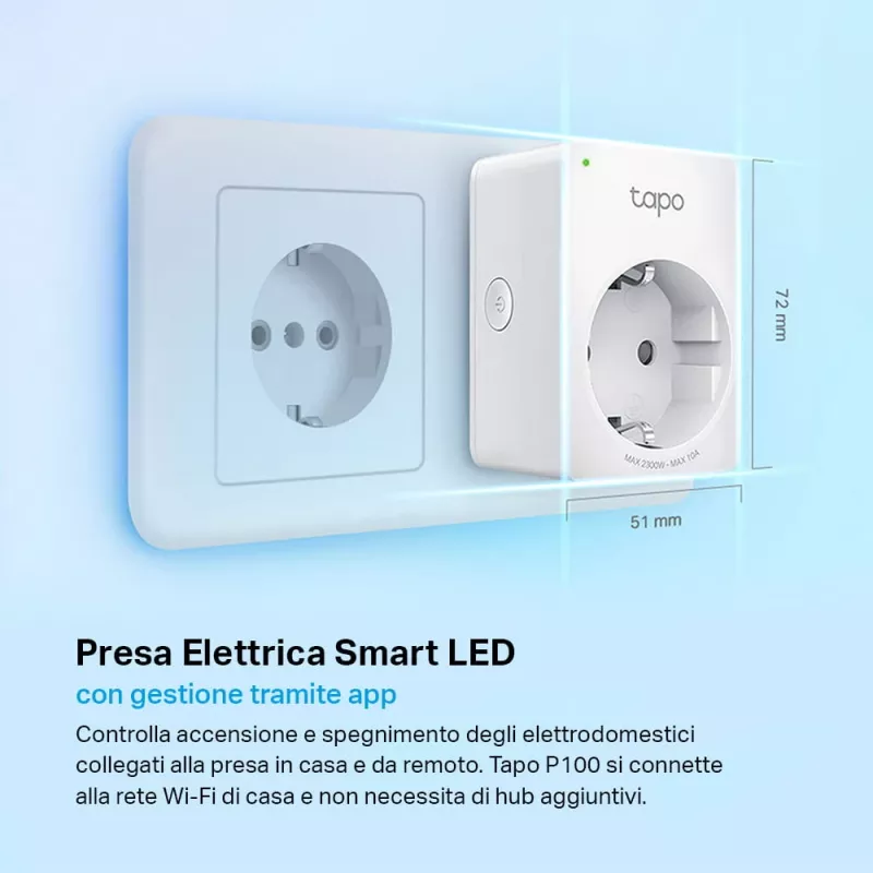 TP-LINK Tapo P100 viedā kontaktligzda, balta, 2300 W