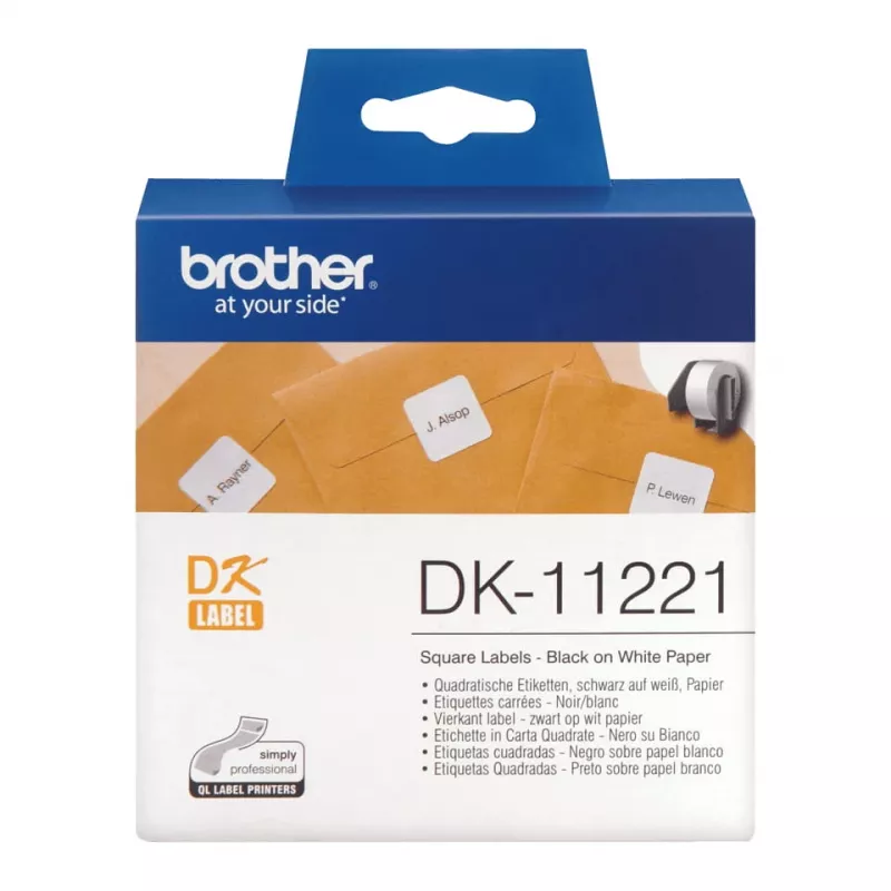 Kvadrātveida papīra etiķete Brother DK11221