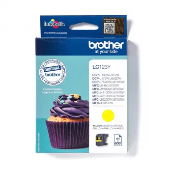 Brother LC123Y dzeltena tintes kasetne