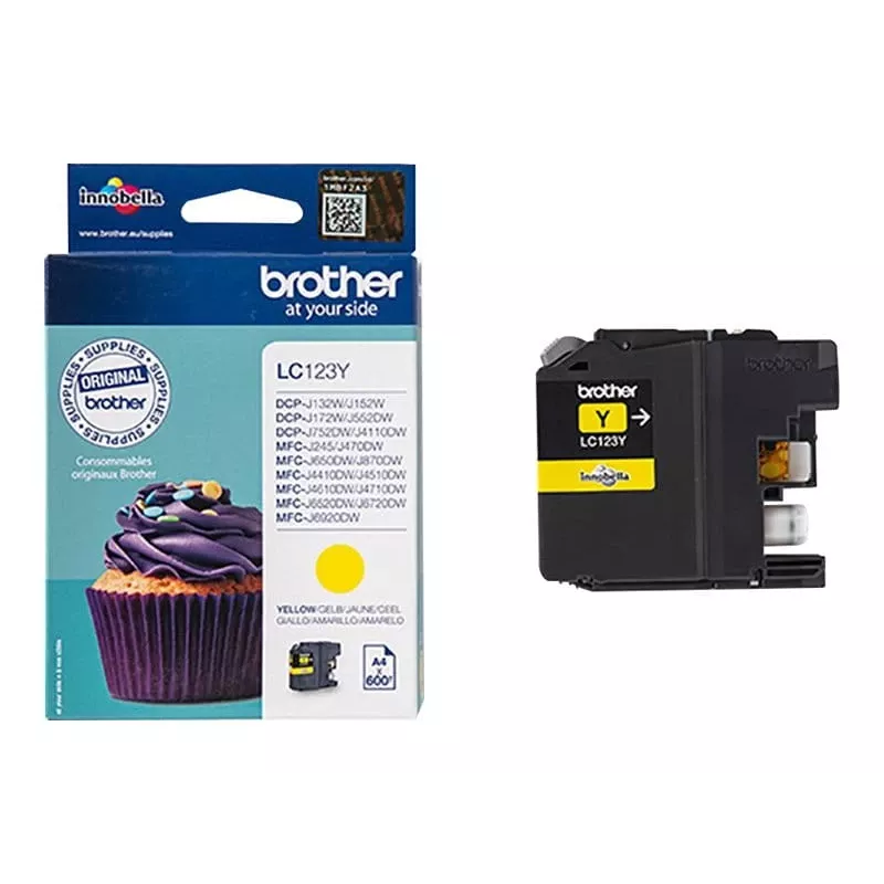 Brother LC123Y dzeltena tintes kasetne
