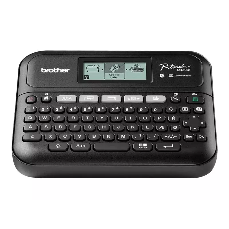 Etiķešu printeris Brother PT-D460BTVP termopārneses 180×180 DPI 30 mm/s vadu un Bluetooth QWERTY TZe lente