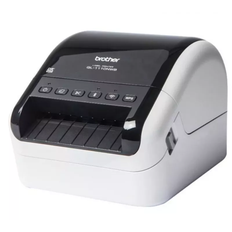 Brother QL-1110NWB, DK, Direct thermal, 300 x 300 DPI, 110 mm/sec, Vadu un bezvadu, Melns, Balts