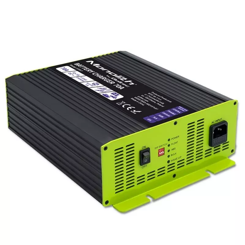 Bateriju lādētājs QOLTEC 51917 LiFePO4/AGM/GEL/SLA baterijām, 70 A izeja
