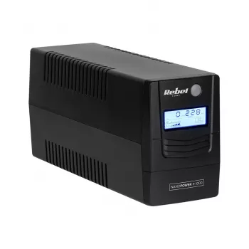 Rebel Nanopower Plus 1000 UPS | Bezsaistes | Sinusoīda | 1000VA | 600W | LCD | USB