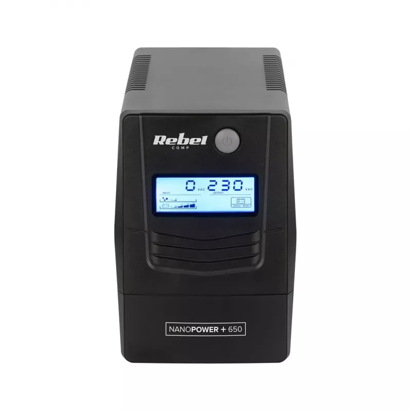 Rebel Nanopower Plus 1000 UPS | Bezsaistes | Sinusoīda | 1000VA | 600W | LCD | USB