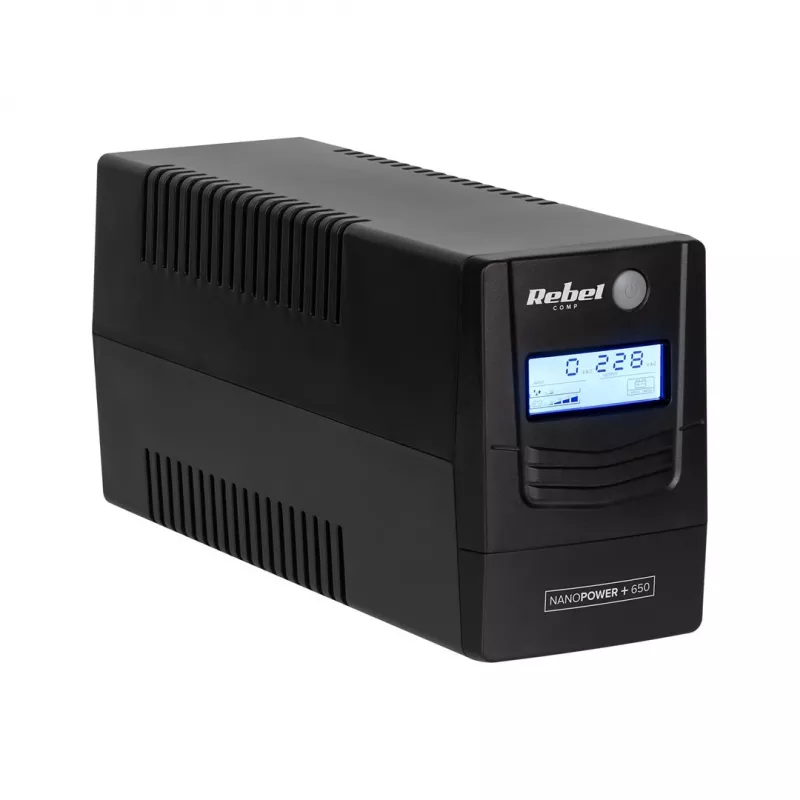 Rebel Nanopower Plus 1000 UPS | Bezsaistes | Sinusoīda | 1000VA | 600W | LCD | USB