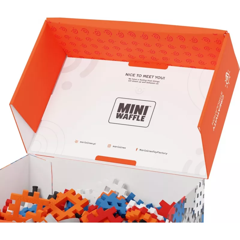 Konstrukcijas klucīši Marioinex Mini Waffle Constructor 300 — saderīgs savstarpēji bloķējošs rotaļu komplekts, 300 gab., daudzkrāsains