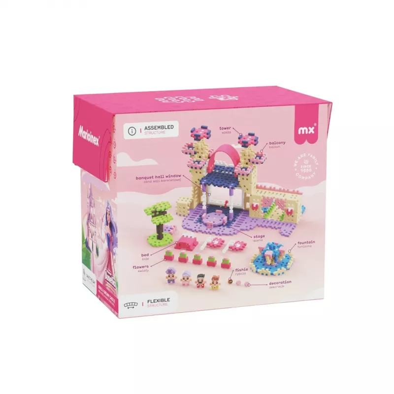 Rotaļlietu konstruktors Marioinex Waffle Mini Blocks Princess — 280 gab., daudzkrāsains, kastē, vecumam 6+