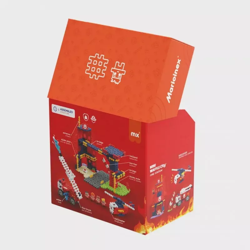 Rotaļlietu konstruktors Marioinex Waffle Blocks Ugunsdzēsēju depo 280 gab., modelis 906279
