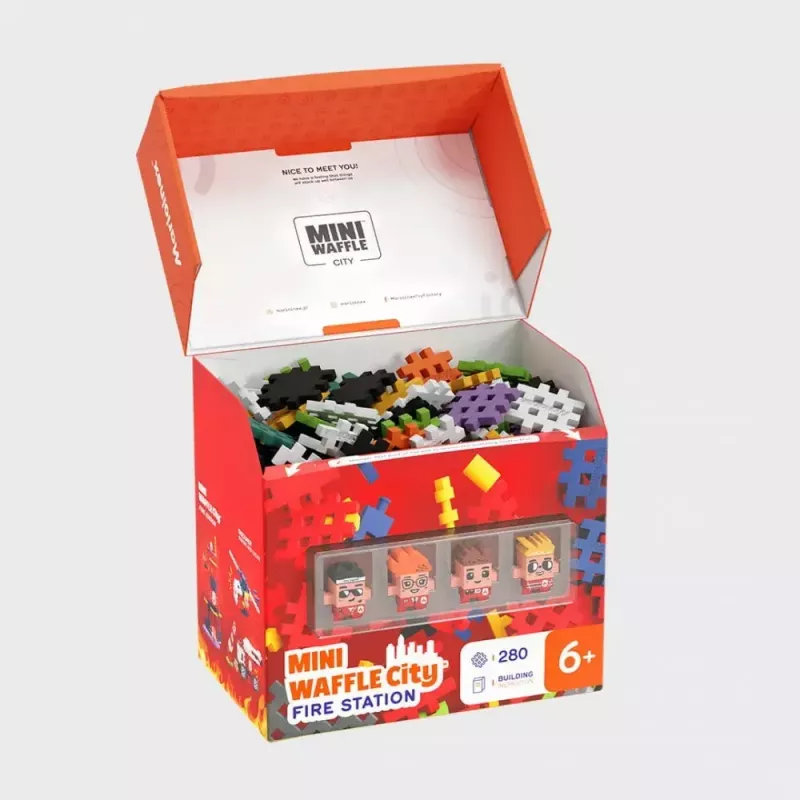 Rotaļlietu konstruktors Marioinex Waffle Blocks Ugunsdzēsēju depo 280 gab., modelis 906279