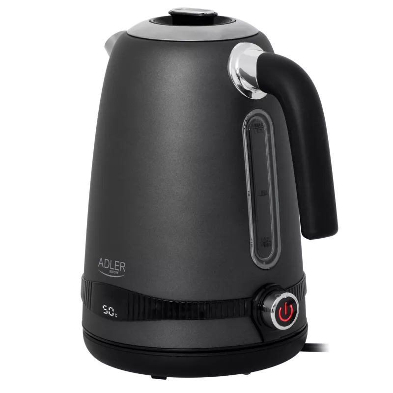 Adler tējkanna | AD 1295g SS | Elektriskā | 2200 W | 1,7 L | Nerūsējošais tērauds | 360° rotējoša pamatne | Pelēka