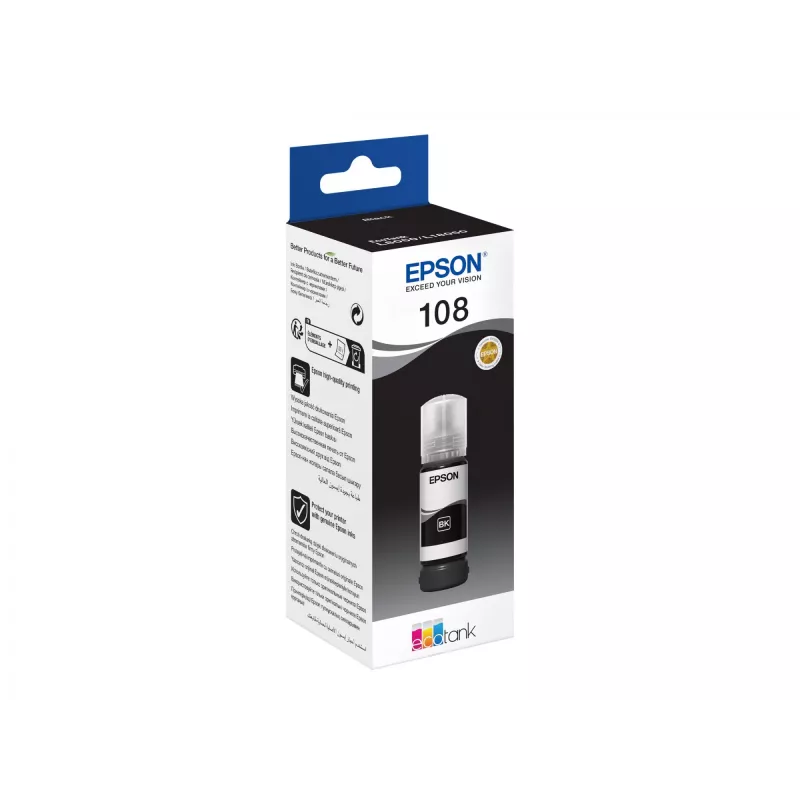 EPSON 108 EcoTank melnās tintes pudele