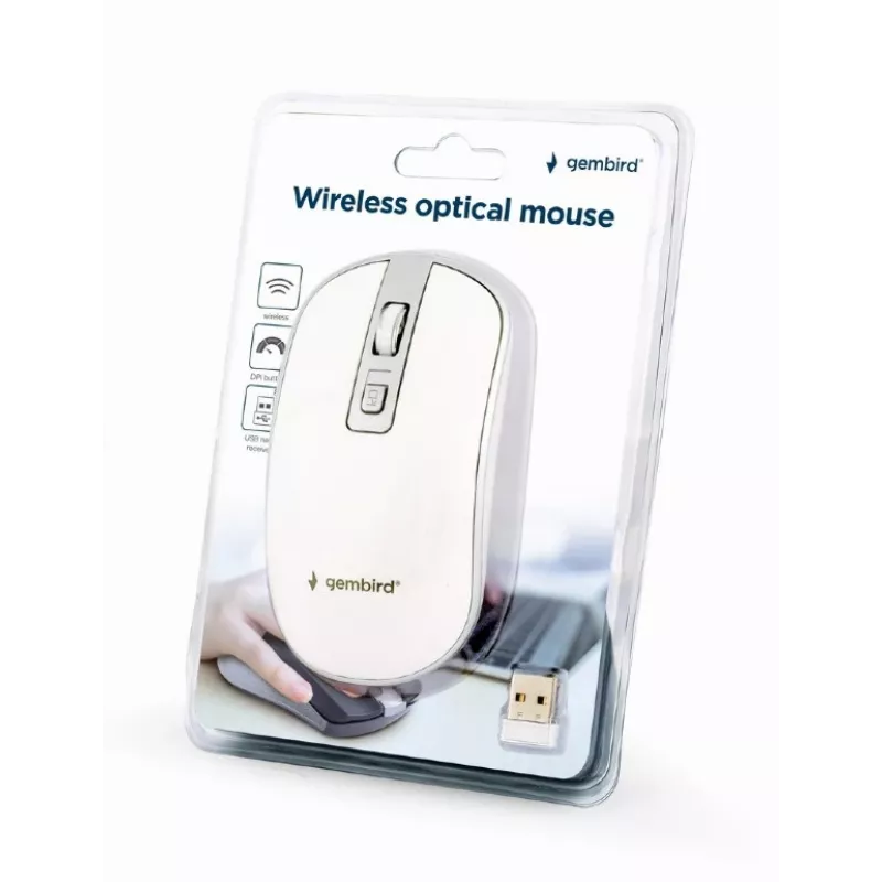 pele USB Optical Wrl balta/SILVER MUSW-4B-06-WS Gembird