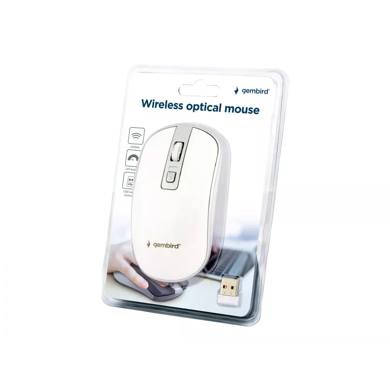 pele USB Optical Wrl balta/SILVER MUSW-4B-06-WS Gembird