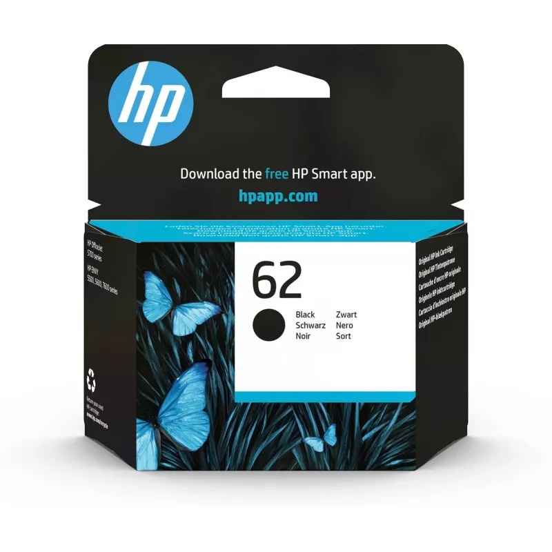 HP 62 Melna Oriģinālā Tintes Kasetne