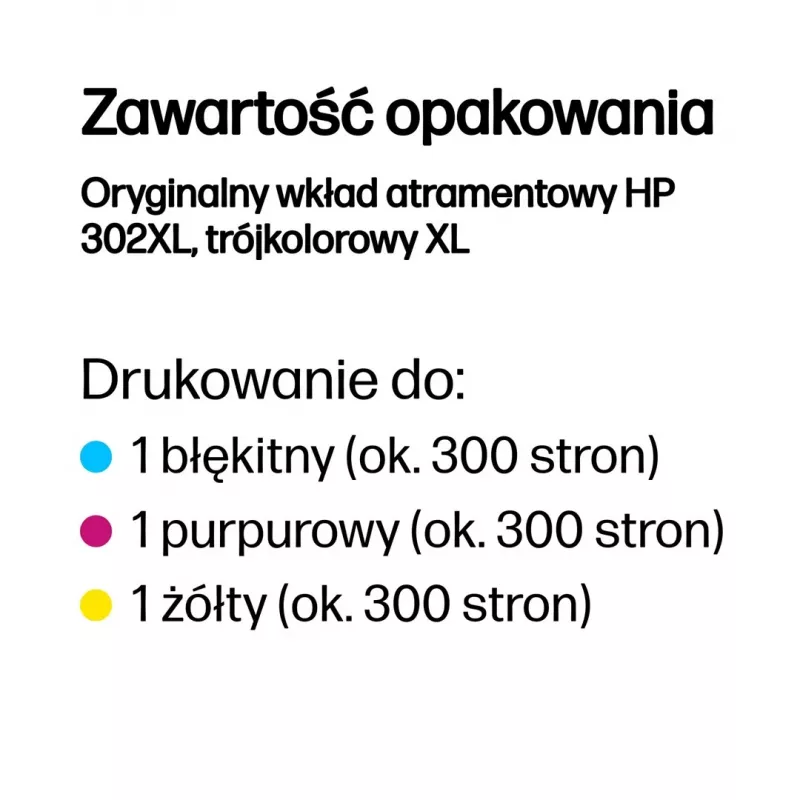 HP 302XL lielas ietilpības trīskrāsu oriģinālā tintes kasetne