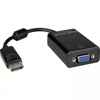 DeLOCK 61848 video kabeļa adapteris 0,125 m VGA (D-Sub) uz DisplayPort melns