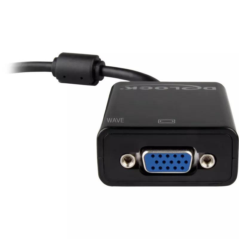 DeLOCK 61848 video kabeļa adapteris 0,125 m VGA (D-Sub) uz DisplayPort melns