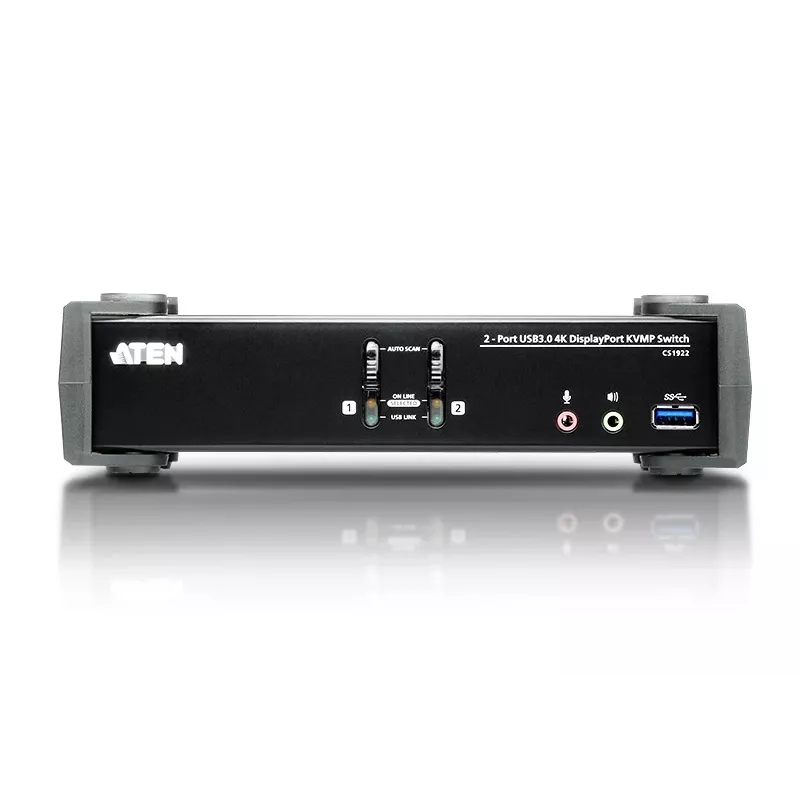 ATEN 2-Port USB 3.1 Gen 1 4K DisplayPort 1.2 KVMP™ slēdzis ar audio (iekļauti KVM kabeļi)